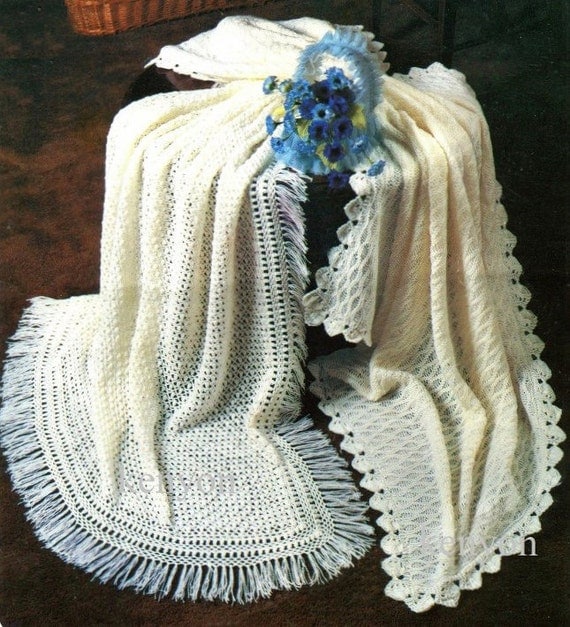 Instant Download Pattern 2 Baby Shawls 1 Knit and 1