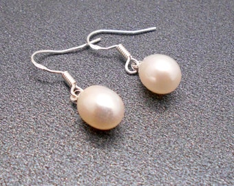 Pearl Dangle Earrings - Beach Wedding, Pearl Earrings, Dangle Earrings, White Pearl Earrings, Wedding Jewelry