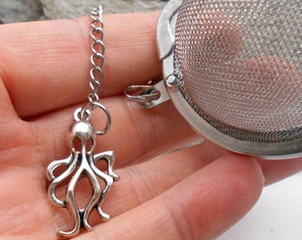 Tea Ball with Octopus Charm - loose tea, tea strainer, tea ball, tea infuser, herbal tea, tea gift, tea brewing, octopus