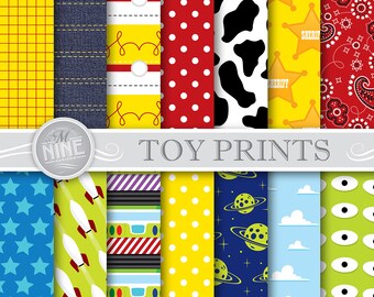Toy Story Digital Paper: TOY STORY Inspired Pattern Prints, Instant Download, Paper Pack Patterns Scrapbook Print
