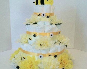 Bumble Bee~ Diaper Cake For A Baby Shower For A Baby Girl