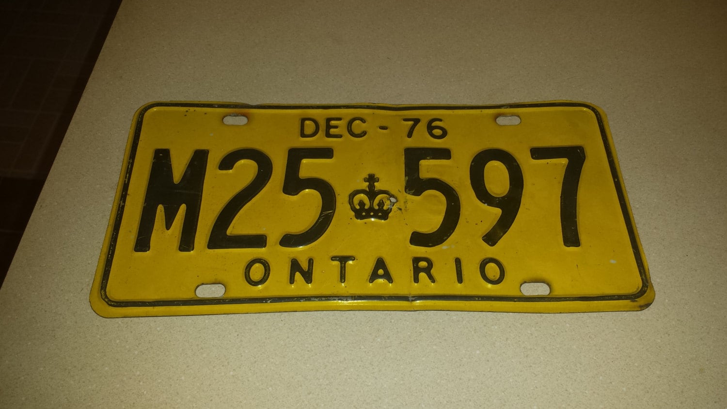 Vintage Yellow Dec 1976 Ontario License Plate. by CoolestFindsEver
