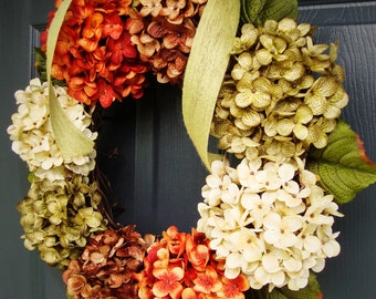 Hydrangea Wreath | Front Door Wreaths | Fall Door Wreath | Door Decor | Outdoor Wreaths | Summer Wreath | Wreath for Front Door