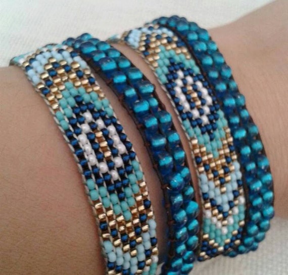 Items similar to Seed Beaded Tribal Pattern Bead Loomed Bracelet on Etsy