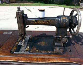 Antique Treadle Sewing Machine, New Florence Brand