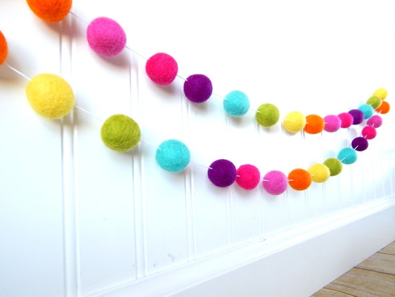 garland pom pom nursery Decor, Pom Garland, Garland, Neon Pom Girl Rainbow Nursery, Party