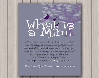 Mimi Gift - We Love You Mimi - Personalized Art Print - Customize with Any Wording of Your Choice - Any Color Available