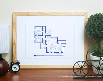 Friends TV Show Floor Plan - Blueprint Poster for Apartment of Phoebe Buffay - Wall Art - Monica, Rachel, Chandler, Joey