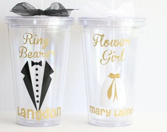 Will you be my Flower Girl? Will you be my Ring Bearer? Flower Girl Cup, Personalized Tumbler, Ring Bearer Personalized Tumbler