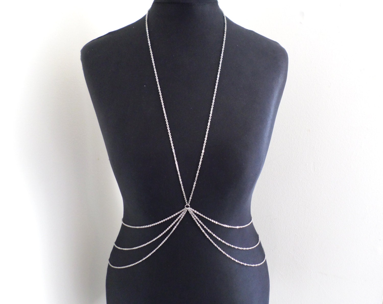 Stainless Steel Body Chain 3 Tier Silver by ApocalypseMetalwear