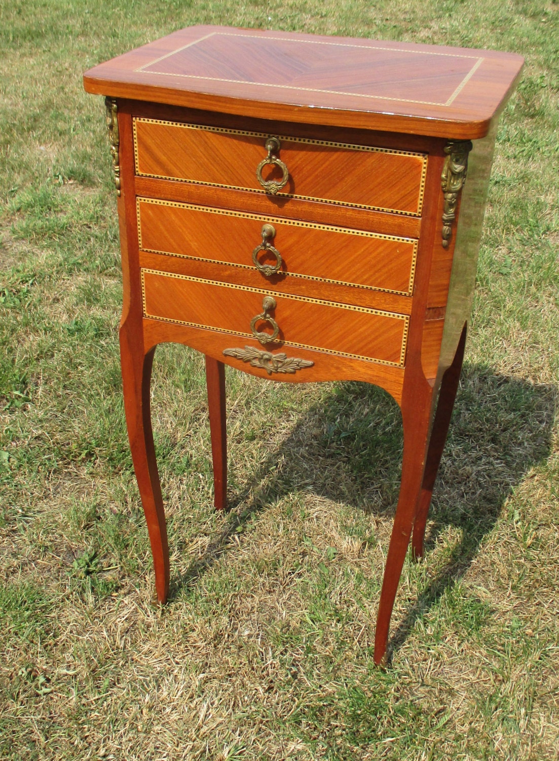 Antique French Louis XV style Side Table drawers Cabinet End