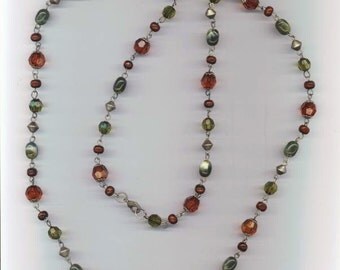 Vintage Long Necklace . Faux Gemstones, Faux Crystal . Brass findings . Blue, Garnet, Honey Necklace - Lovely jewels by SashaSophia on Etsy