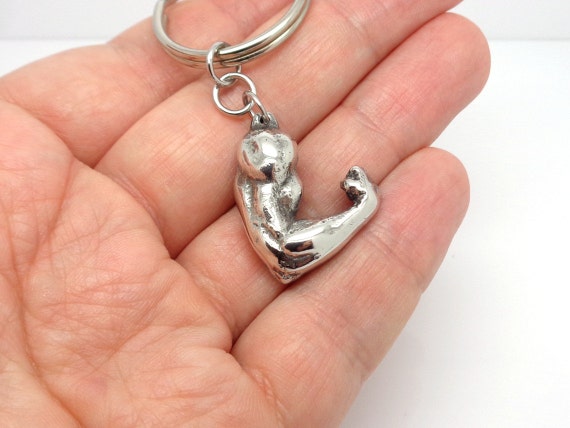 Human Biceps Charm Keychain Handmade Bodybuilder Key Chain in