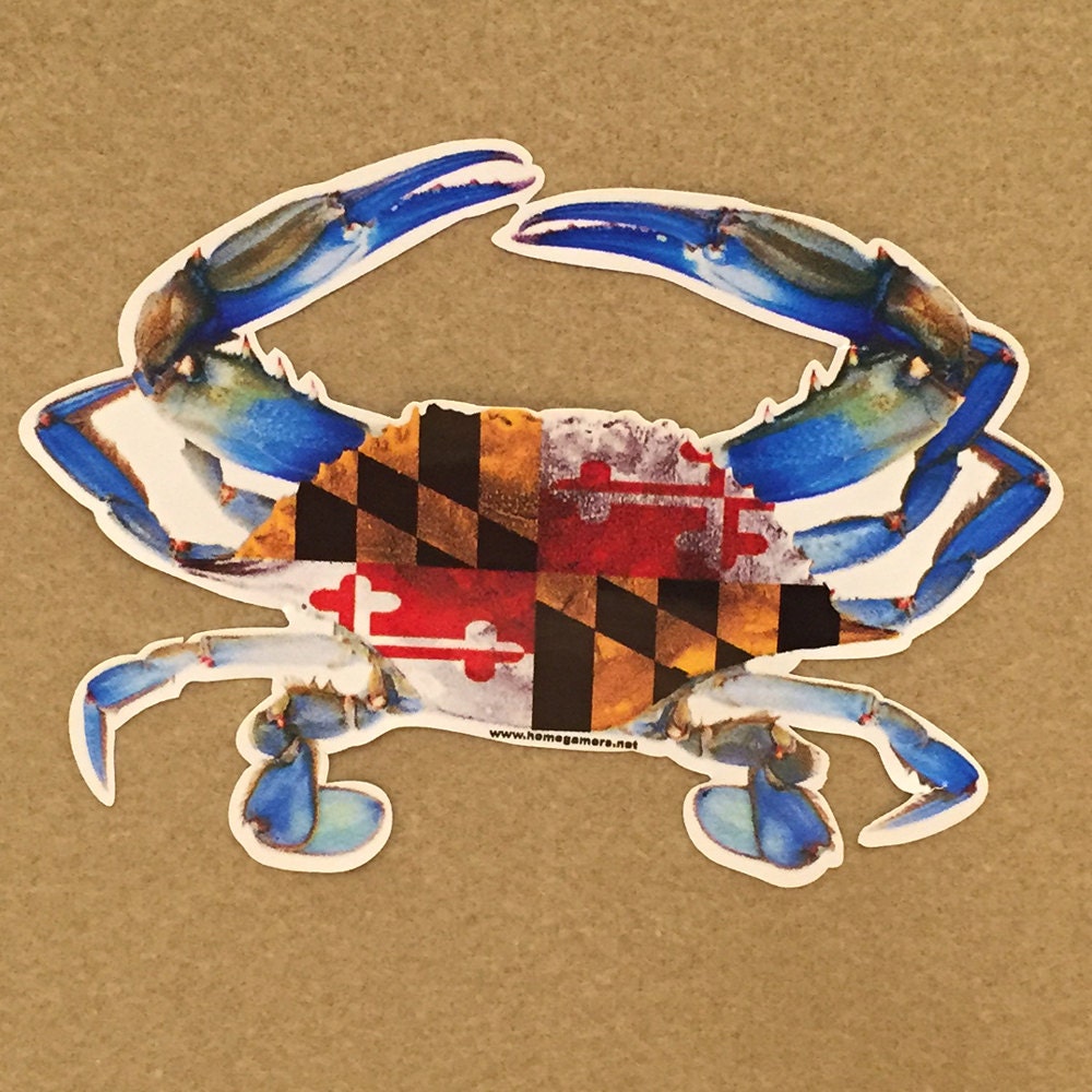 Maryland Flag BLUE Crab Vinyl Window Decal 3 Sizes