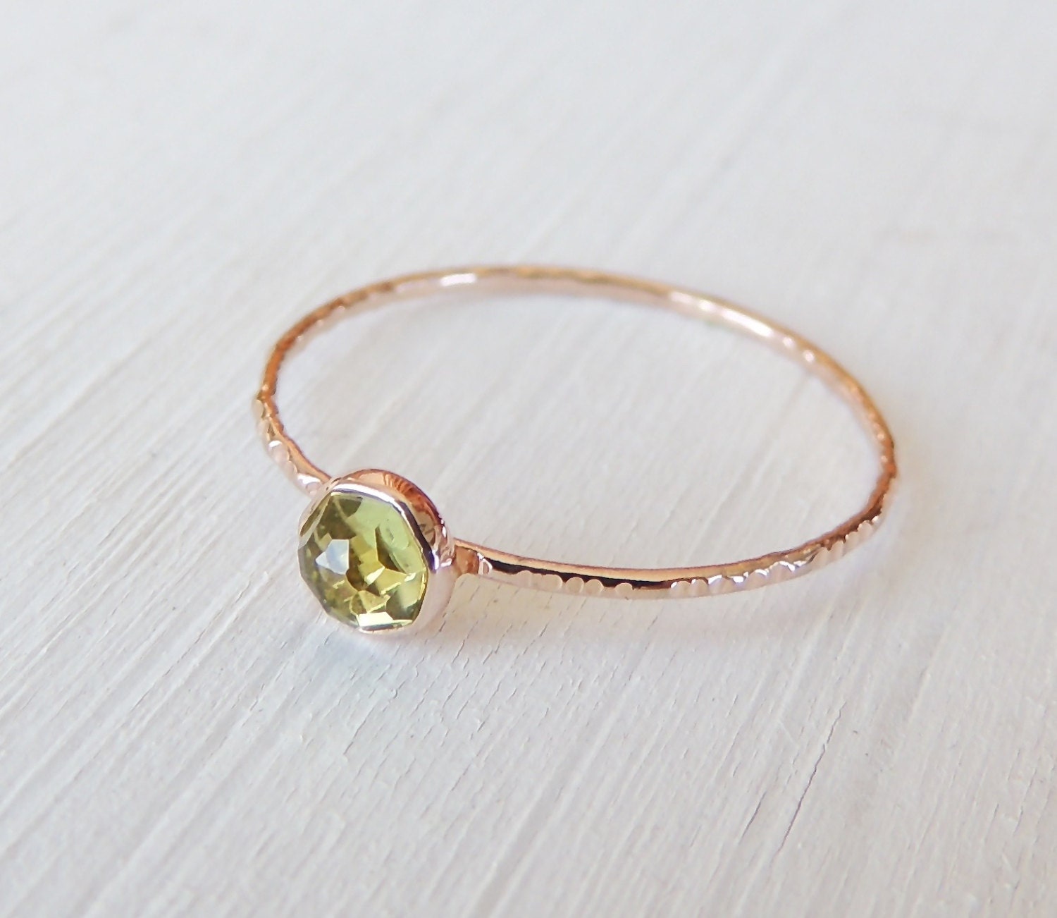 Peridot Ring 14k Gold Ring Rose Gold Ring Rose Cut by Luxuring