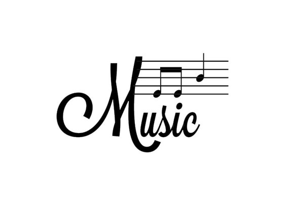 Cursive Music Text with Musical Notes