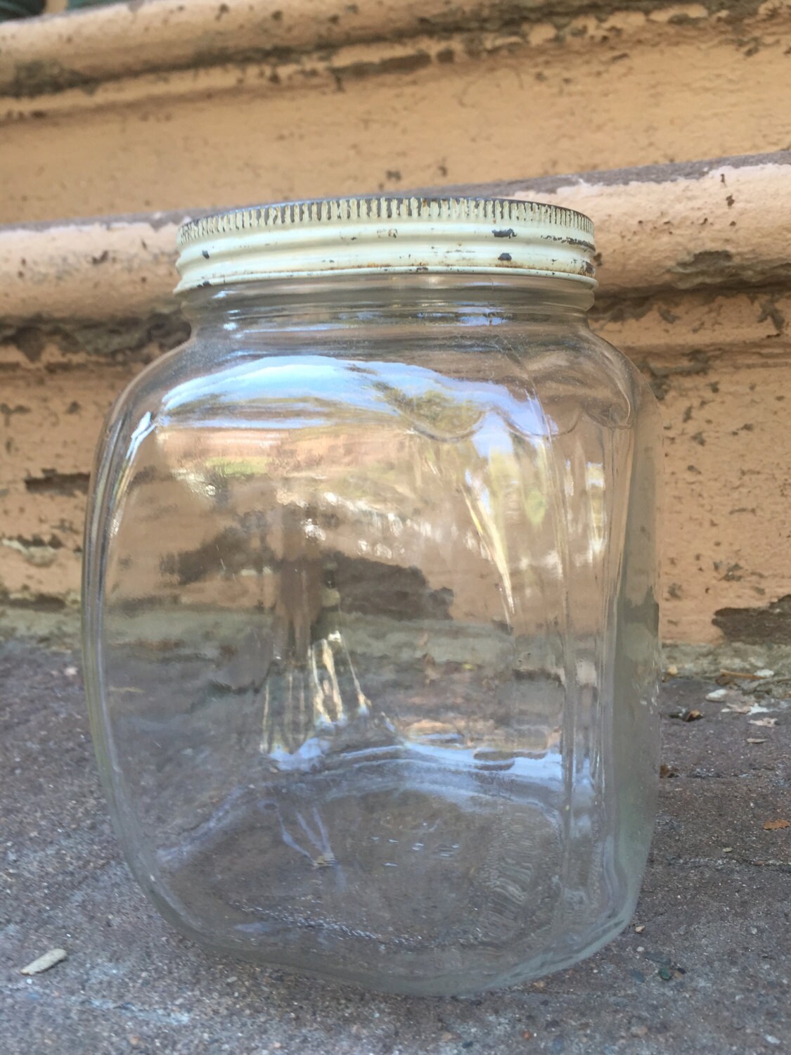 HAZEL ATLAS Hoosier Glass Jar Container Square Shape