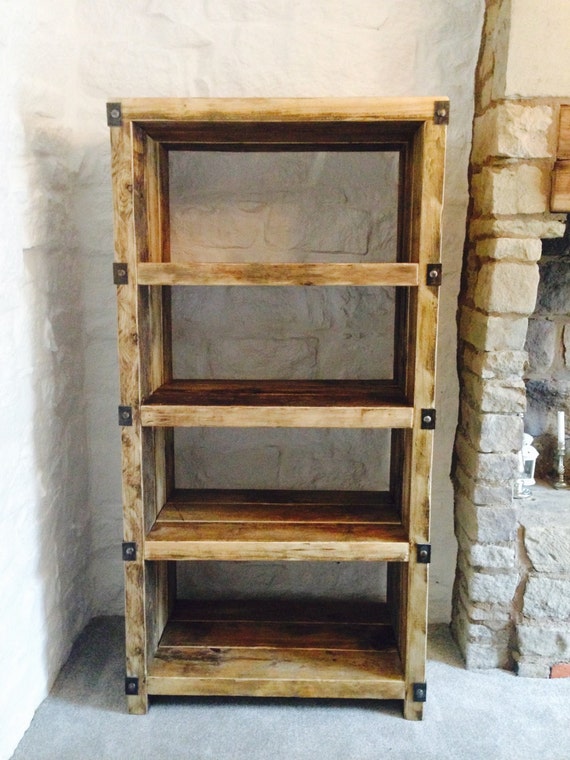 Industrial Style Reclaimed Wood and Metal Shelving Unit