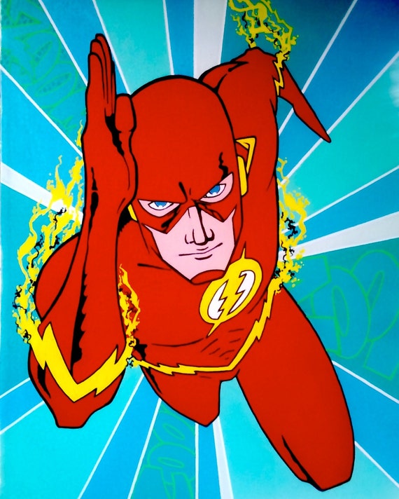 The Flash 16x20 original fan art acrylic painting by KitschArts