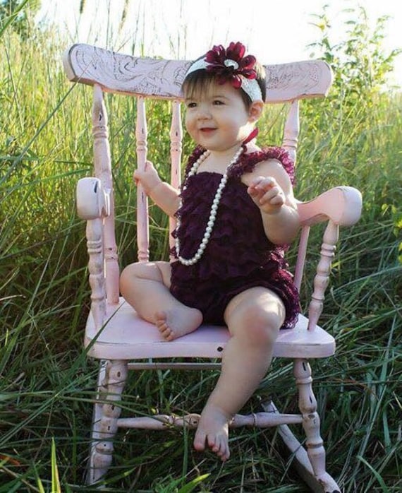 Baby girl first birthday outfitLace baby romper by KadeesKloset