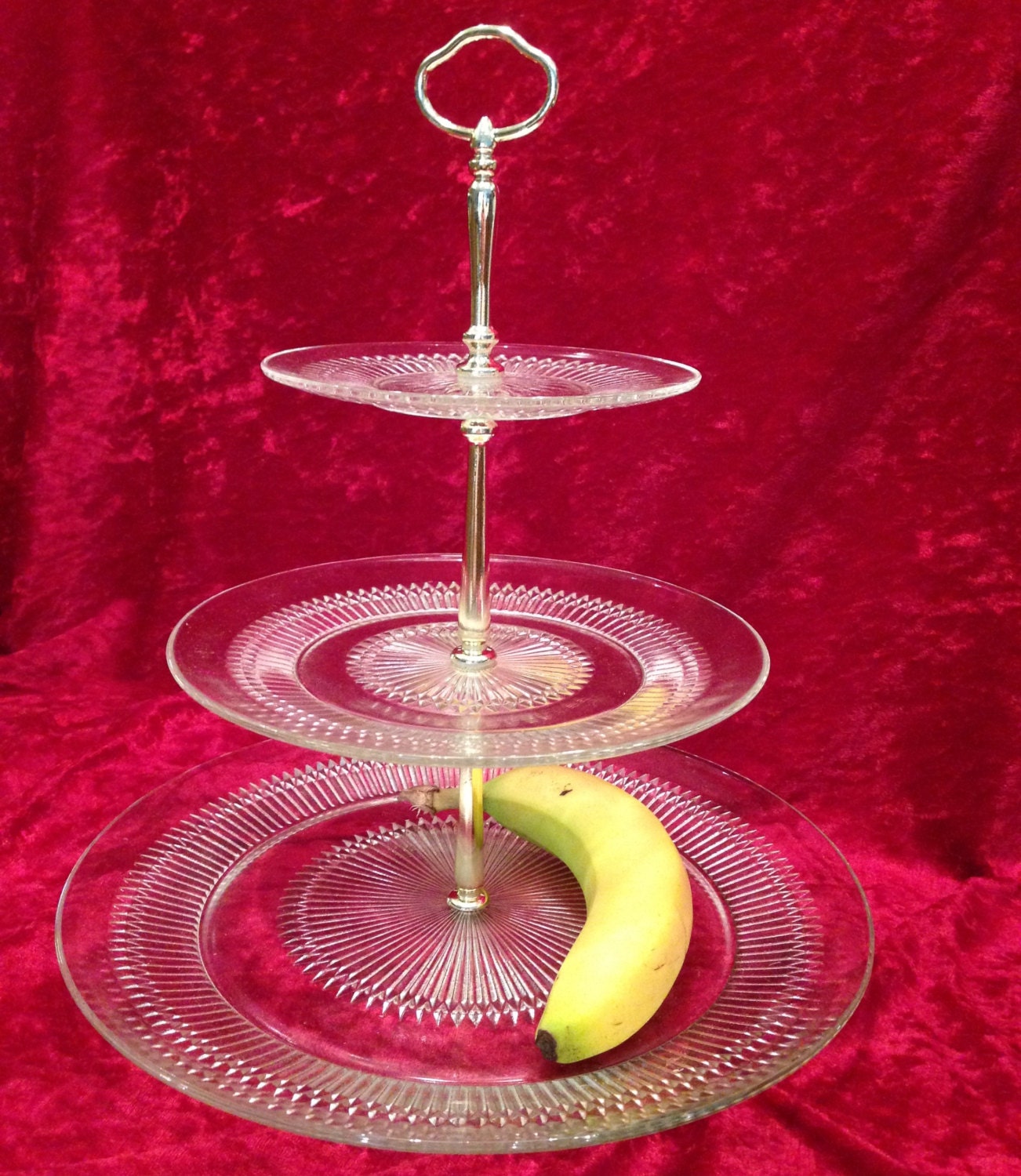 3 Tier Server, Glass Company, Diamond Cut, Hostessware