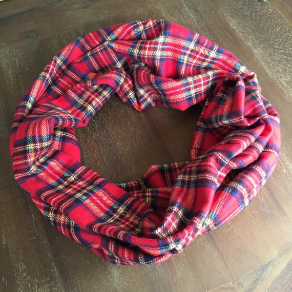 Red Tartan Flannel Scarf Cowl Scarf Red Plaid Scarf