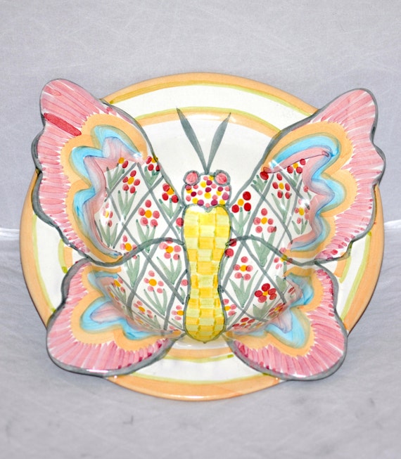 Items similar to Vintage & Rare Retired MACKENZIECHILDS Butterfly Bowl