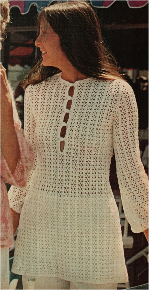 CROCHET DRESS PATTERN Vintage 70s Crochet Tunic by Liloumariposa