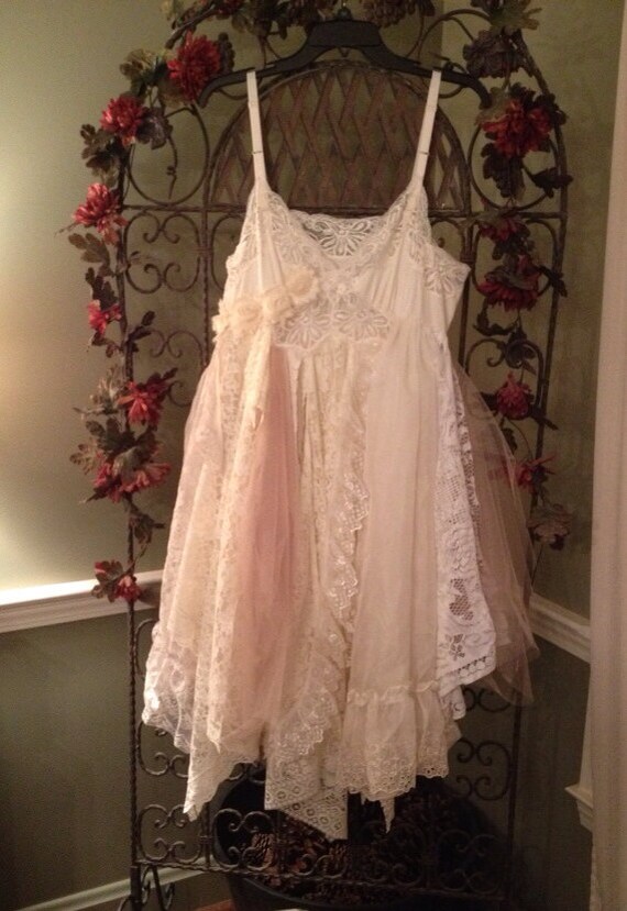 Tattered Rag Bohemian Wedding Dress Fairy Costume Shabby Chic