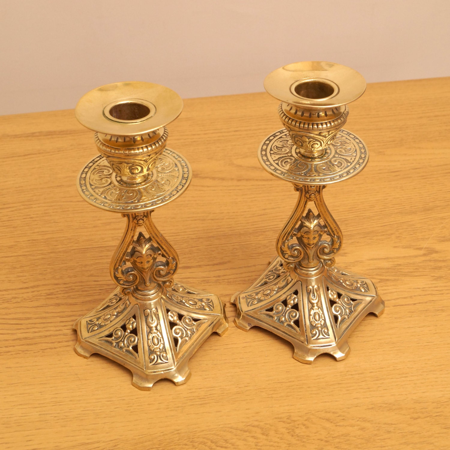 Antique solid brass candle / candlestick holder vintage