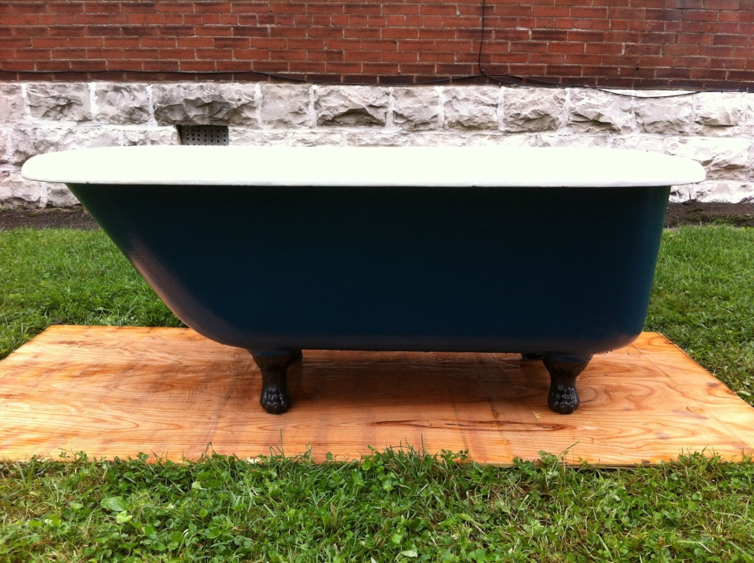 Antique Early Wolff Clawfoot Tub Original Porcelain Deep Claw