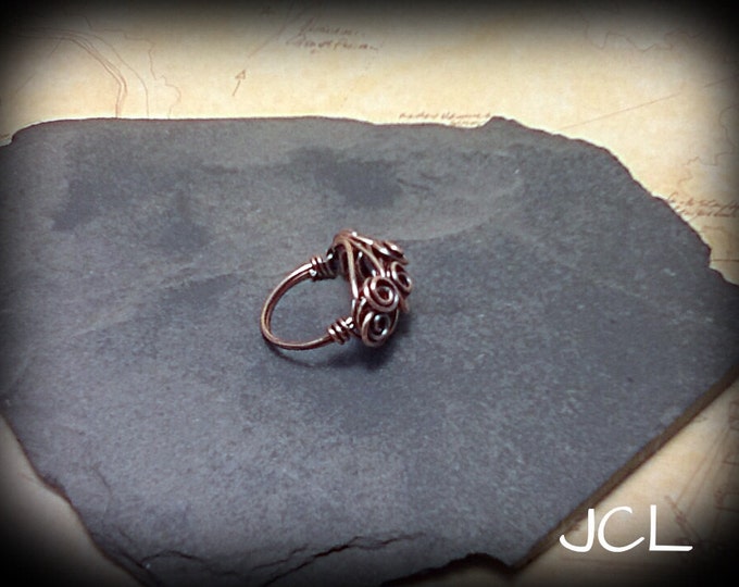 Swirling wind copper ring wire wrapped ring