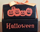 Halloween and  Jack 'O Lantern Word Block Stackers - Handmade - Solid Wood - Shelf Sitters - FAAP, OFG Team, HAFAIR, TeamHaHa