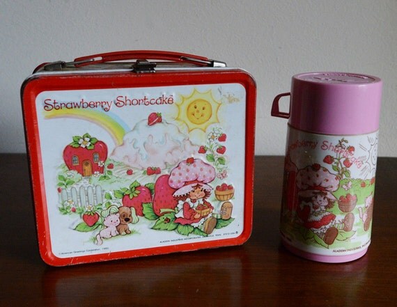 1980 Stawbeery Shortcake Metal Lunch Box and Thermos