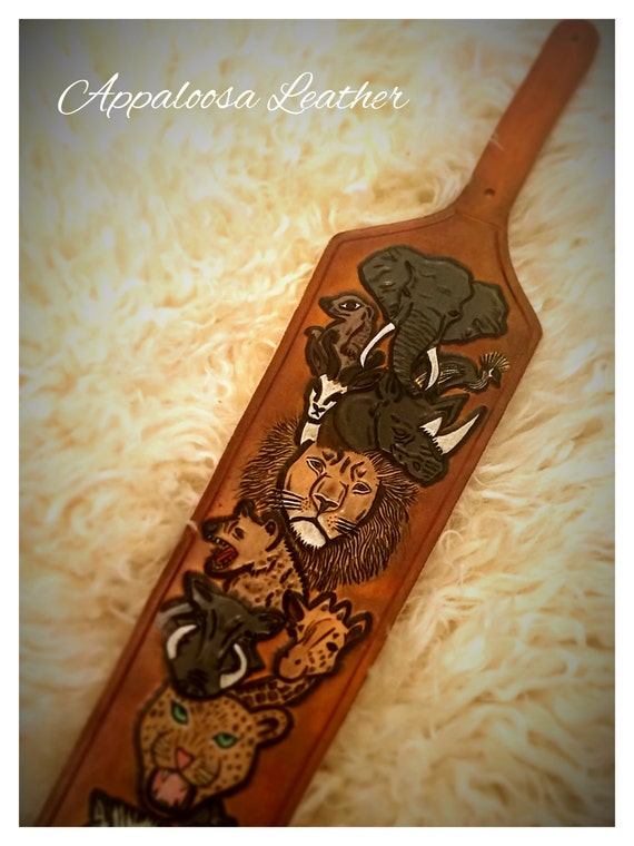 Custom Leather Gun Sling with African Safari by AppaloosaLeather