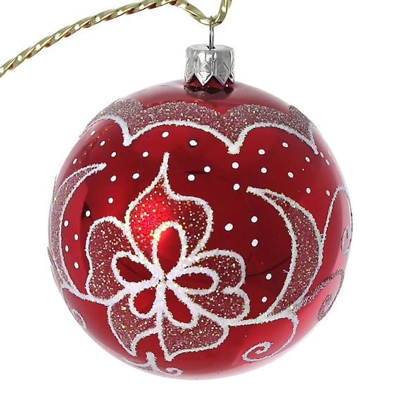 diadem hand painted glass christmas ornament red glossy diadem hand painted glass christmas ornament red glossy