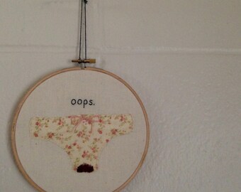 Period Panties Embroidery Hoop Art 6