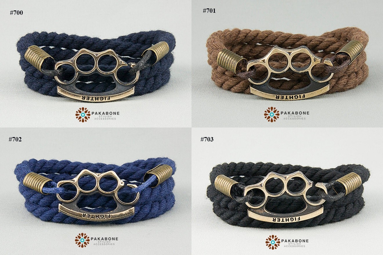 Bracelet with Brass Knuckles KnuckleDuster Wristband Rocker