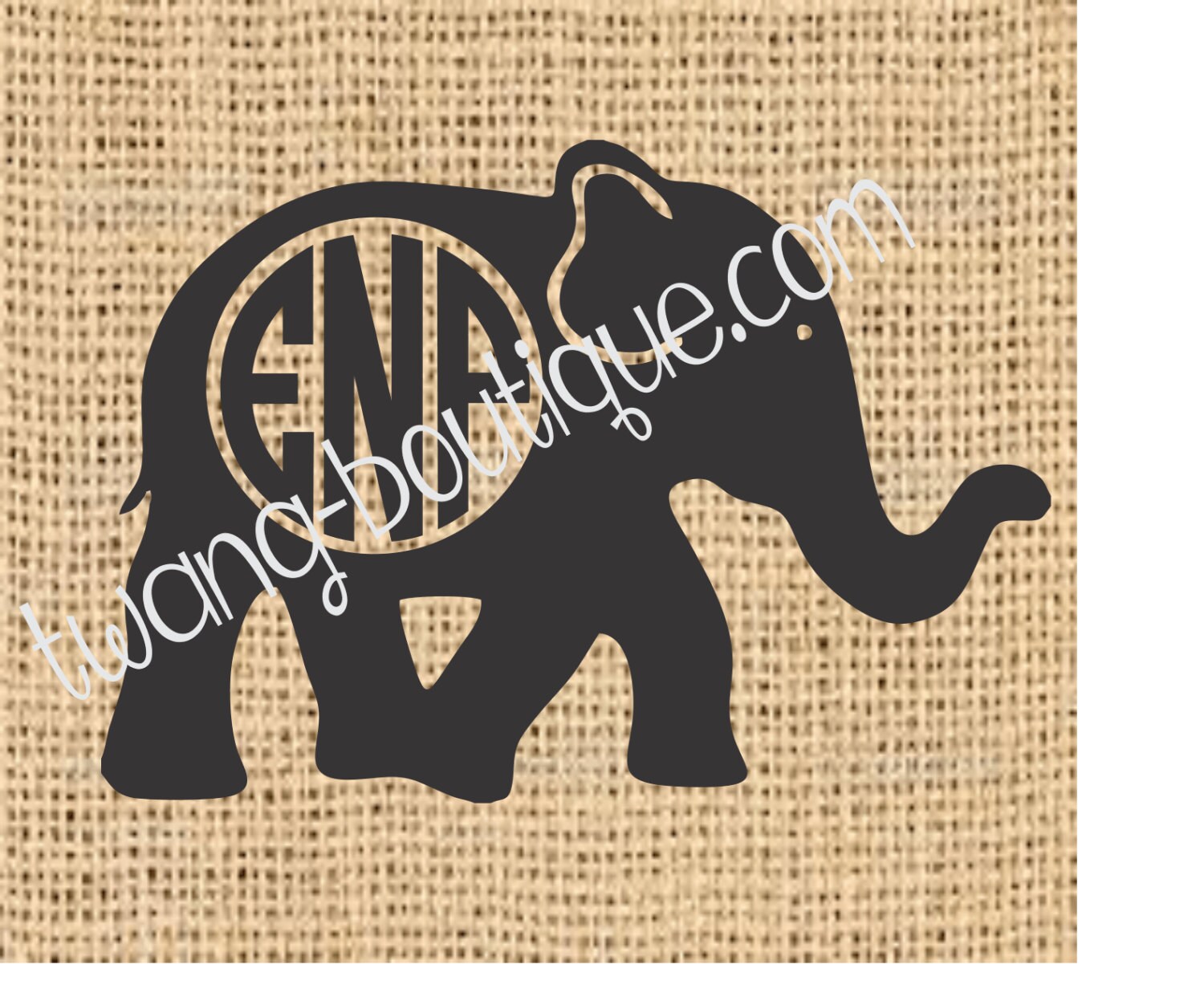 Elephant Monogram Vinyl Sticker Decal Alabama