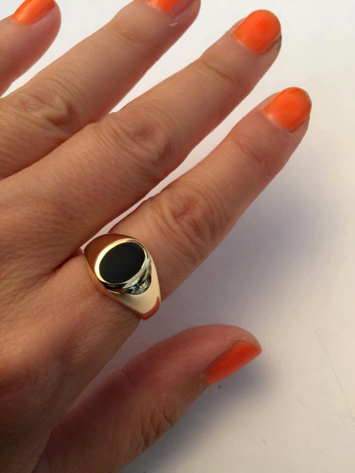 Signet Ring women ring Pinky ring Onyx Signet Ring. Gold