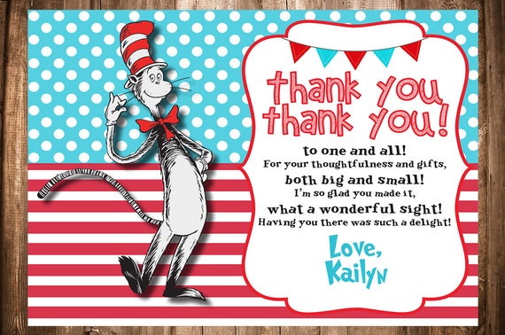 Dr Seuss Thank You Card by WonderstruckPrints on Etsy