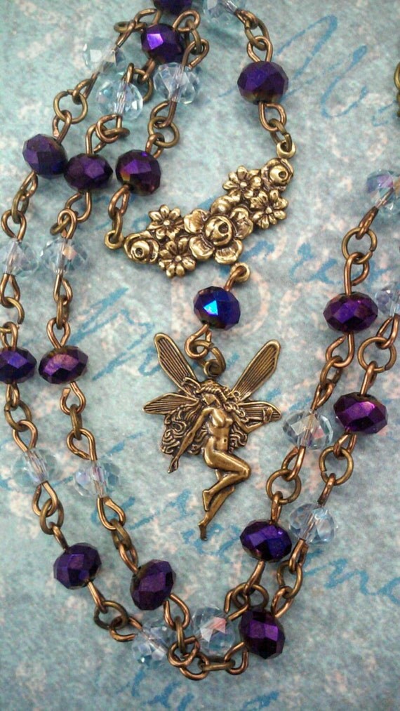 Dainty Antique gold fairy pendant necklace fairy charm