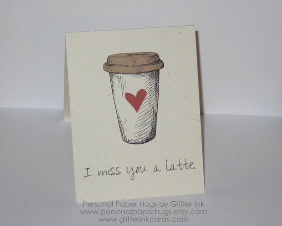 Items similar to I miss you a latte - Miss You card - Long Distance ...