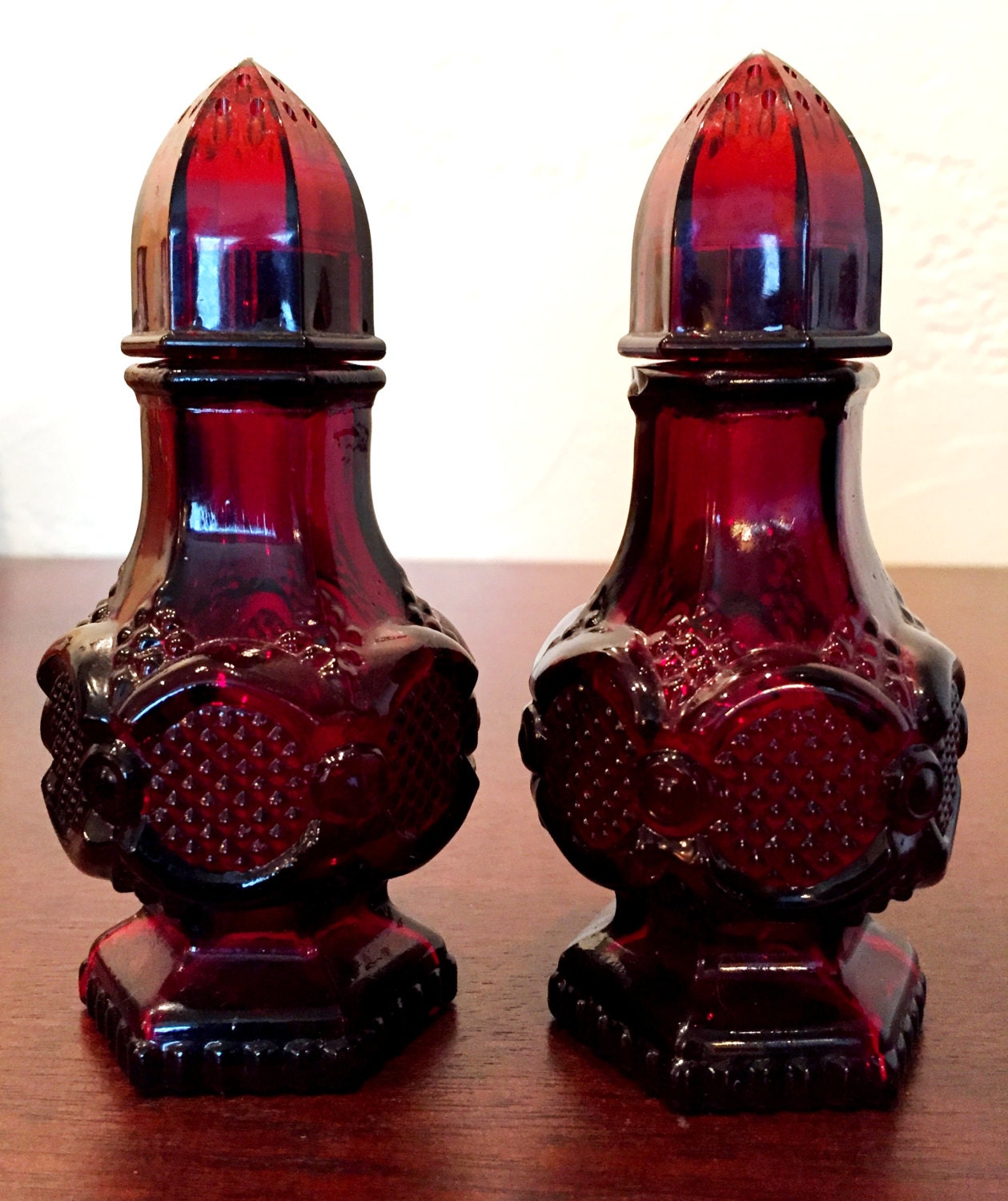 Avon Vintage Ruby Red Cape Cod Salt Pepper Shakers – Haute Juice
