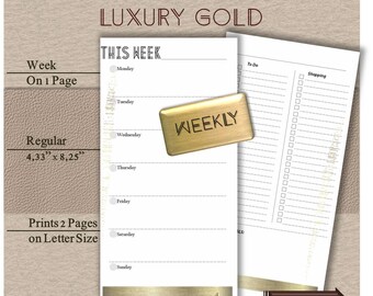 Midori weekly insert Travelers notebook calendar Week on one page Wo1p (fox dori, foxy fix). Luxury Gold Series Weekly planner. Regular size