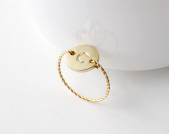 bridesmaids ring, personalized initial ring, gold letter ring, 16K gold plated ring, initial ring, bridesmaids jewelry, custom ring