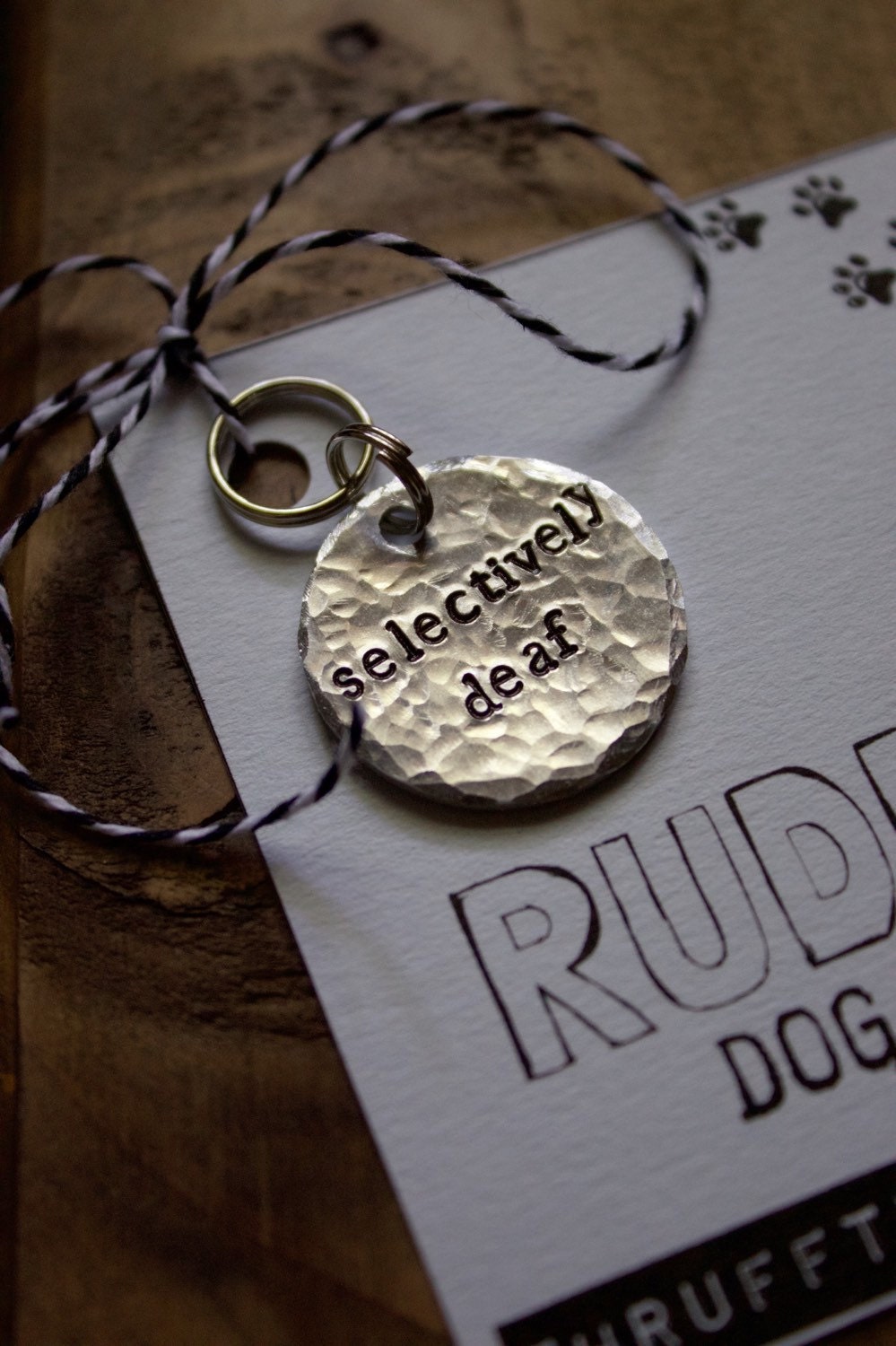 Selectively Deaf Pet ID Tag Dog Tag Hand Stamped Pet Tag