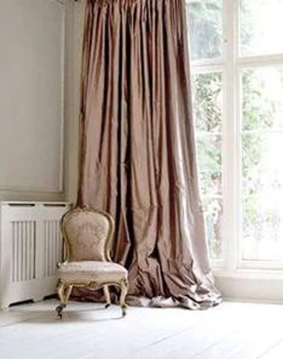 BLUSH PINK SILK curtain, dupioni silk, window dressing, draping