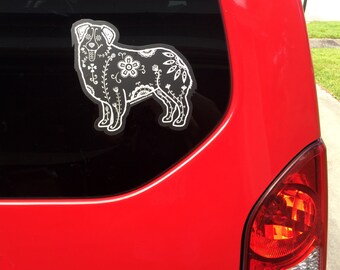Australian Shepherd Decal - Sugar Skull Aussie Decal - Australian Shepherd Sticker - Aussie Bumper Sticker - Aussie Sticker - Car Decal