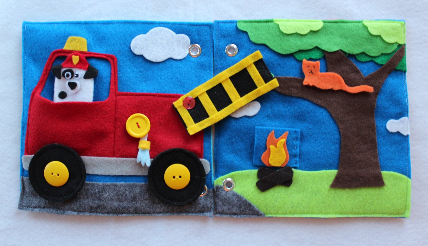 Custom Quiet Book Page Fire Rescue Double Page